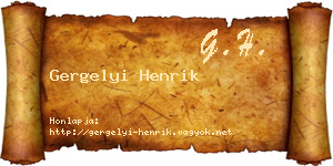 Gergelyi Henrik névjegykártya